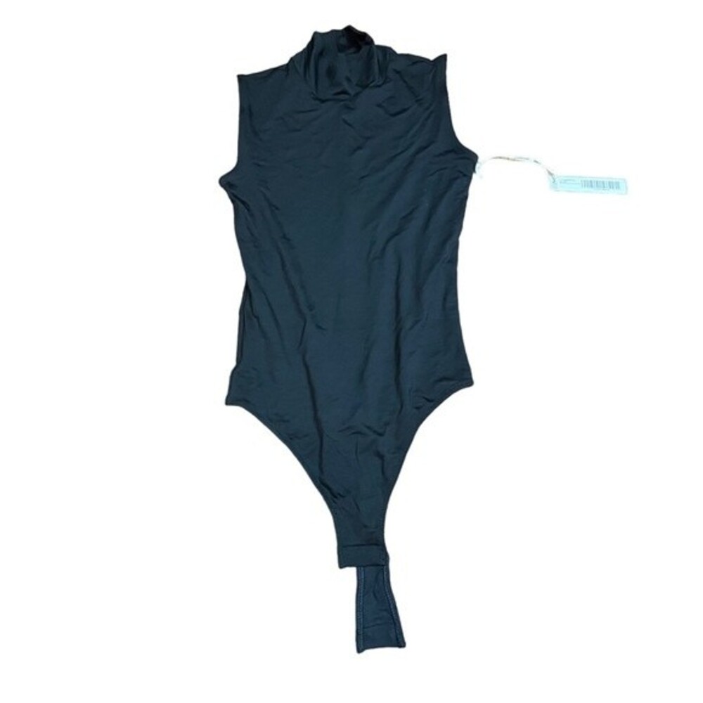 NWT Everlane The Luster Mockneck Tank Black Bodysuit Thong Size XXS Women